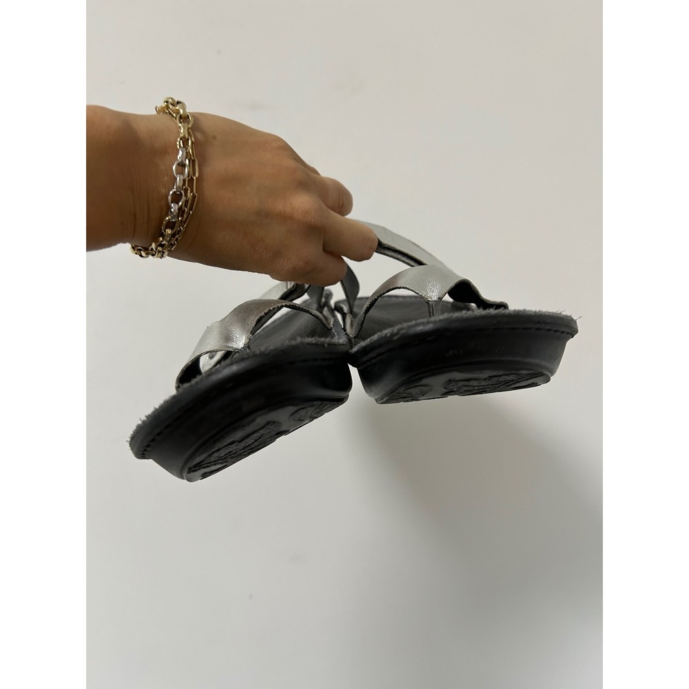 Wolky TAHITI Thong Sandal Women 41 Silver Metallic Leather Comfort Gorpcore - Picture 7 of 12